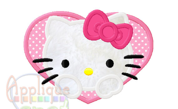 valentine's day hello kitty applique design for embroidery machine