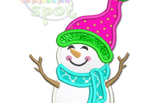 snowman applique design for embroidery machine